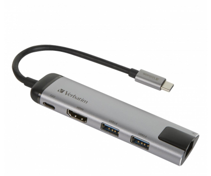 Akcesoria VERBATIM USB-C - 2x USB 3.0, USB-C 3.1, HDMI 4K, RJ45 49141